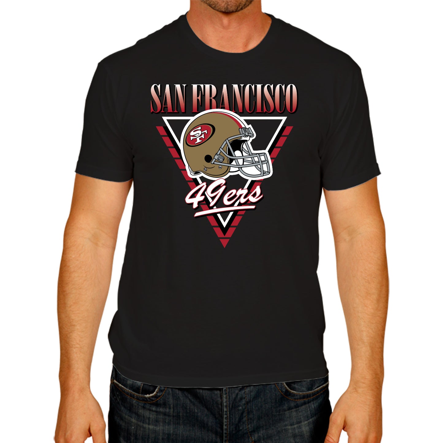 San Francisco 49ers NFL Adult Retro Triangle Unisex T-Shirt - Black