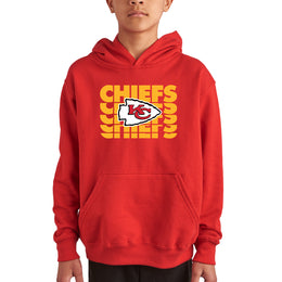 Kansas City Chiefs NFL Youth Repeating Logo Football Fleece Hooded Sweatshirt - Red