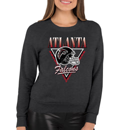 Atlanta Falcons NFL Womens Retro Triangle French Terry Slouchy Top- Raglan Sleeves - Heather Charcoal