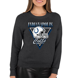 Indianapolis Colts NFL Womens Retro Triangle French Terry Slouchy Top- Raglan Sleeves - Heather Charcoal