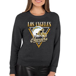 Los Angeles Chargers NFL Womens Retro Triangle French Terry Slouchy Top- Raglan Sleeves - Heather Charcoal