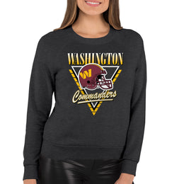 Washington Commanders NFL Womens Retro Triangle French Terry Slouchy Top- Raglan Sleeves - Heather Charcoal