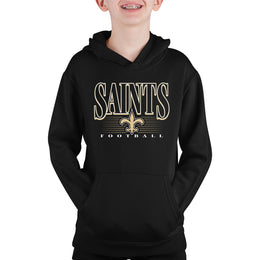New Orleans Saints NFL Youth Overtime Blueprint Football Fleece Hooded Sweatshirt - Black