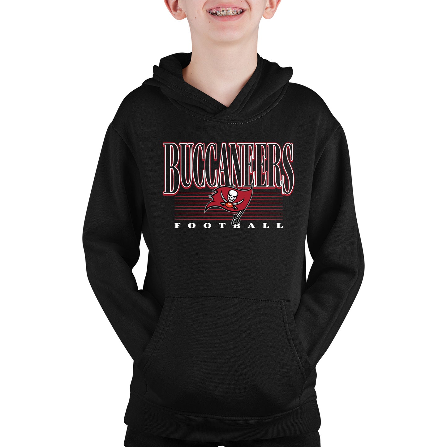 Tampa Bay Buccaneers NFL Youth Overtime Blueprint Football Fleece Hooded Sweatshirt - Black