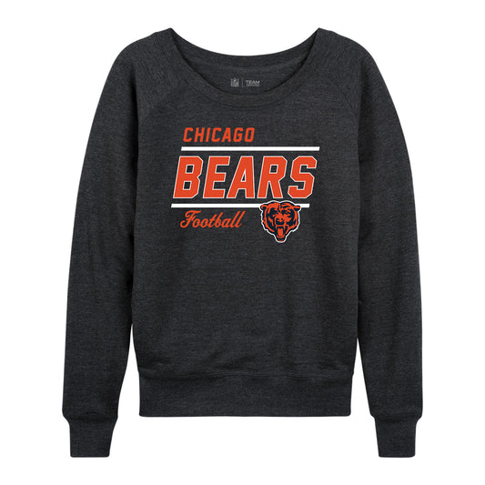 Chicago Bears NFL Womens Gameday French Terry Slouchy Top- Raglan Sleeves - Heather Charcoal