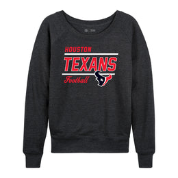 Houston Texans NFL Womens Gameday French Terry Slouchy Top- Raglan Sleeves - Heather Charcoal