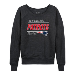 New England Patriots NFL Womens Gameday French Terry Slouchy Top- Raglan Sleeves - Heather Charcoal