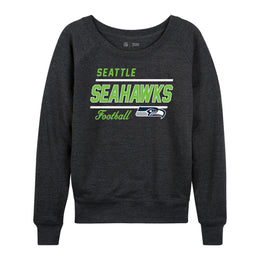 Seattle Seahawks NFL Womens Gameday French Terry Slouchy Top- Raglan Sleeves - Heather Charcoal