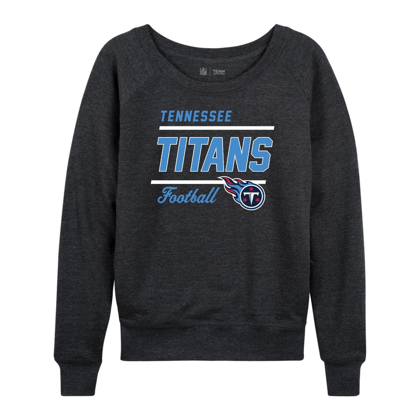 Tennessee Titans NFL Womens Gameday French Terry Slouchy Top- Raglan Sleeves - Heather Charcoal