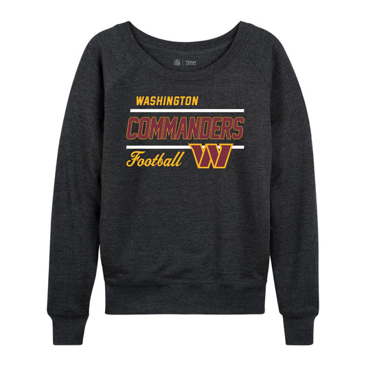 Washington Commanders NFL Womens Gameday French Terry Slouchy Top- Raglan Sleeves - Heather Charcoal