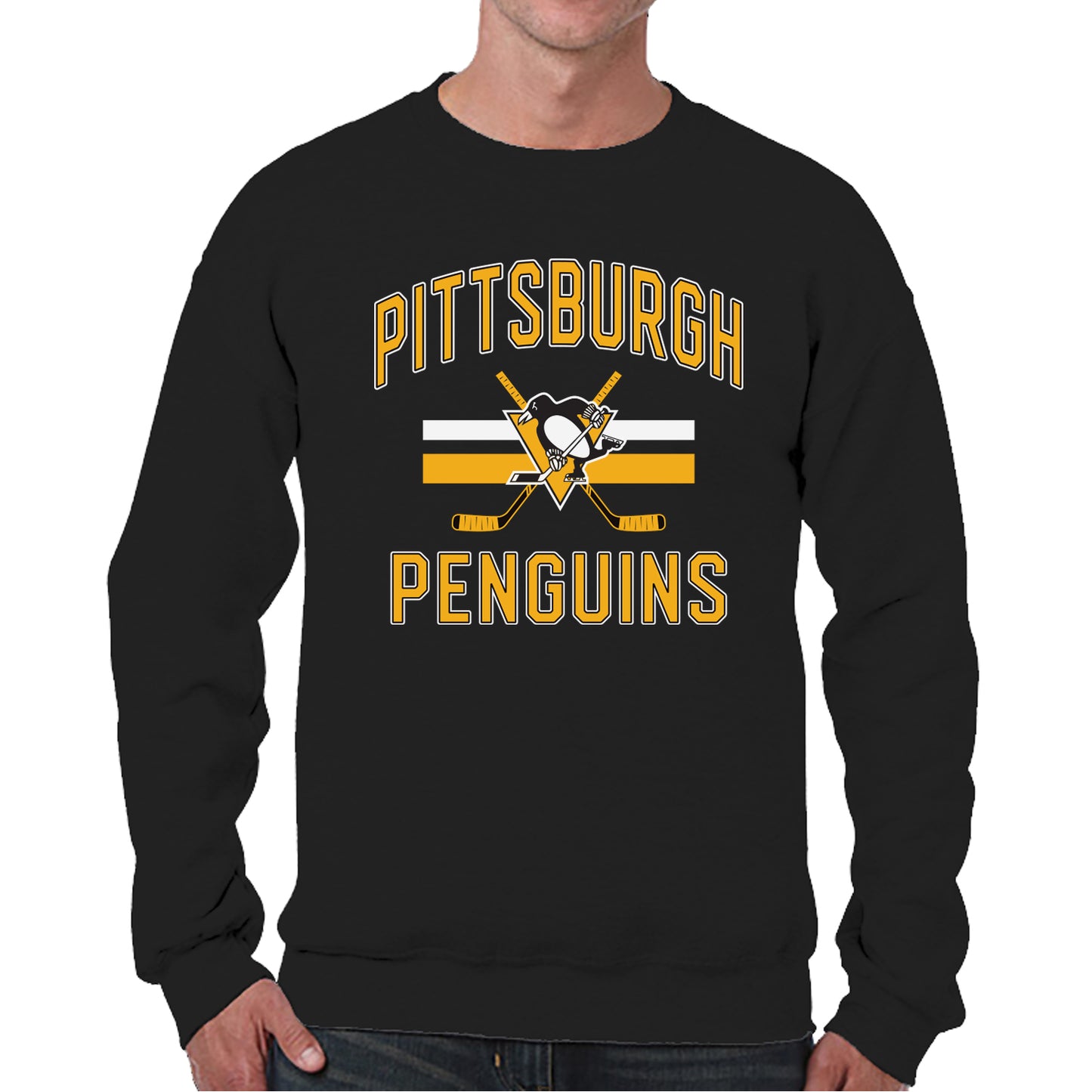 Pittsburgh Penguins Adult NHL Faceoff Hockey Fleece Crewneck Sweatshirt - Black