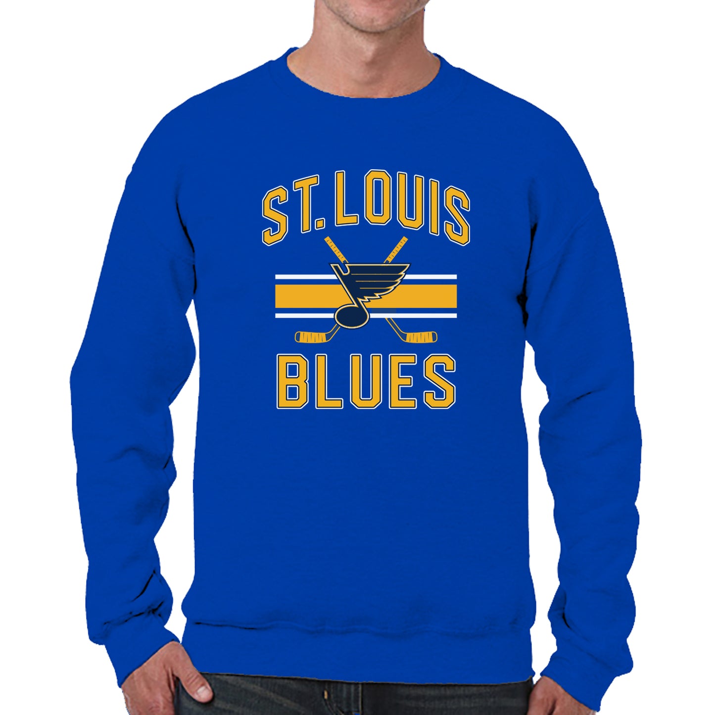 St. Louis Blues Adult NHL Faceoff Hockey Fleece Crewneck Sweatshirt - Royal