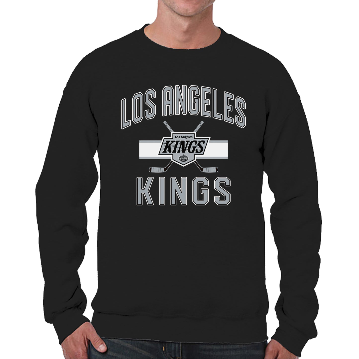 Los Angeles Kings Adult NHL Faceoff Hockey Fleece Crewneck Sweatshirt - Black