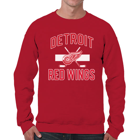 Detroit Red Wings Adult NHL Faceoff Hockey Fleece Crewneck Sweatshirt - Red