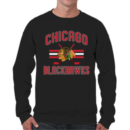 Chicago Blackhawks Adult NHL Faceoff Hockey Fleece Crewneck Sweatshirt - Black
