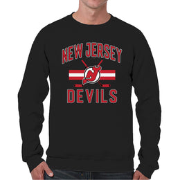 New Jersey Devils Adult NHL Faceoff Hockey Fleece Crewneck Sweatshirt - Black