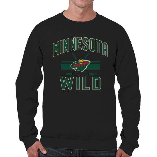 Minnesota Wild Adult NHL Faceoff Hockey Fleece Crewneck Sweatshirt - Black