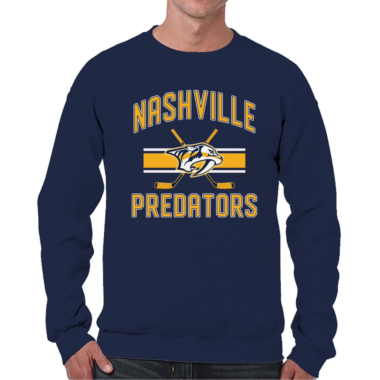 Nashville Predators Adult NHL Faceoff Hockey Fleece Crewneck Sweatshirt - Navy