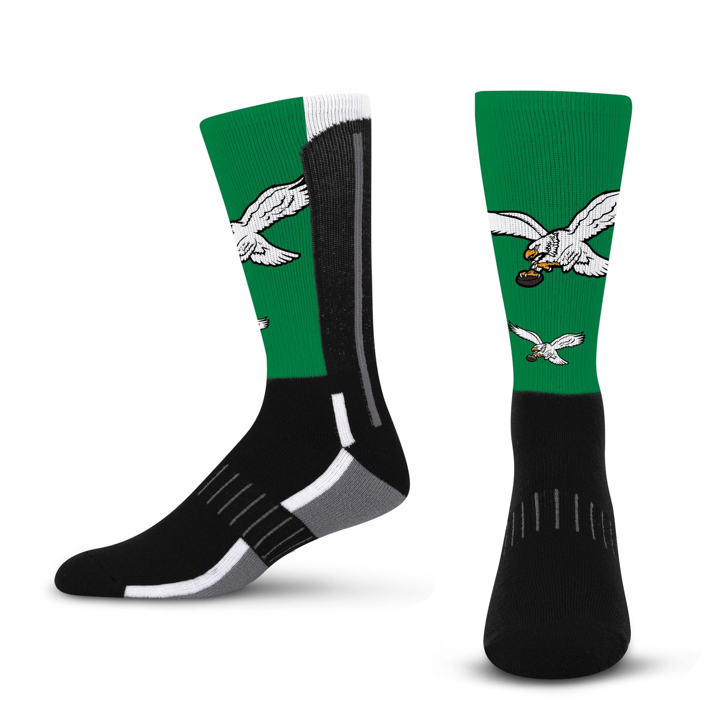 Philadelphia Eagles NFL V Curve  Youth Crew Socks for Game Day - Green