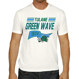 Tulane Green Wave NCAA Adult Unisex Varsity Club Pennant T-Shirt Tag-Less - Off White