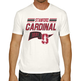 Stanford Cardinal NCAA Adult Unisex Varsity Club Pennant T-Shirt Tag-Less - Off White