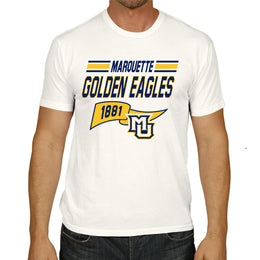 Marquette Golden Eagles NCAA Adult Unisex Varsity Club Pennant T-Shirt Tag-Less - Off White