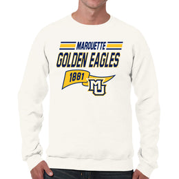 Marquette Golden Eagles NCAA Adult Unisex Varsity Club Pennant Crewneck Fleece Sweatshirt - Off White