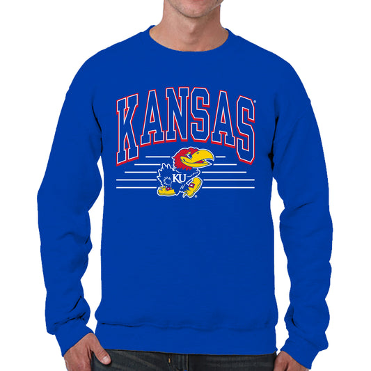 Kansas Jayhawks NCAA Adult Unisex Overtime Classics Crewneck Fleece Sweatshirt - Royal
