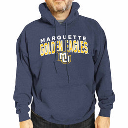 Marquette Golden Eagles NCAA Adult Unisex Starting Fresh Heathered Hooded Fleece Sweatshirt - Navy Heather