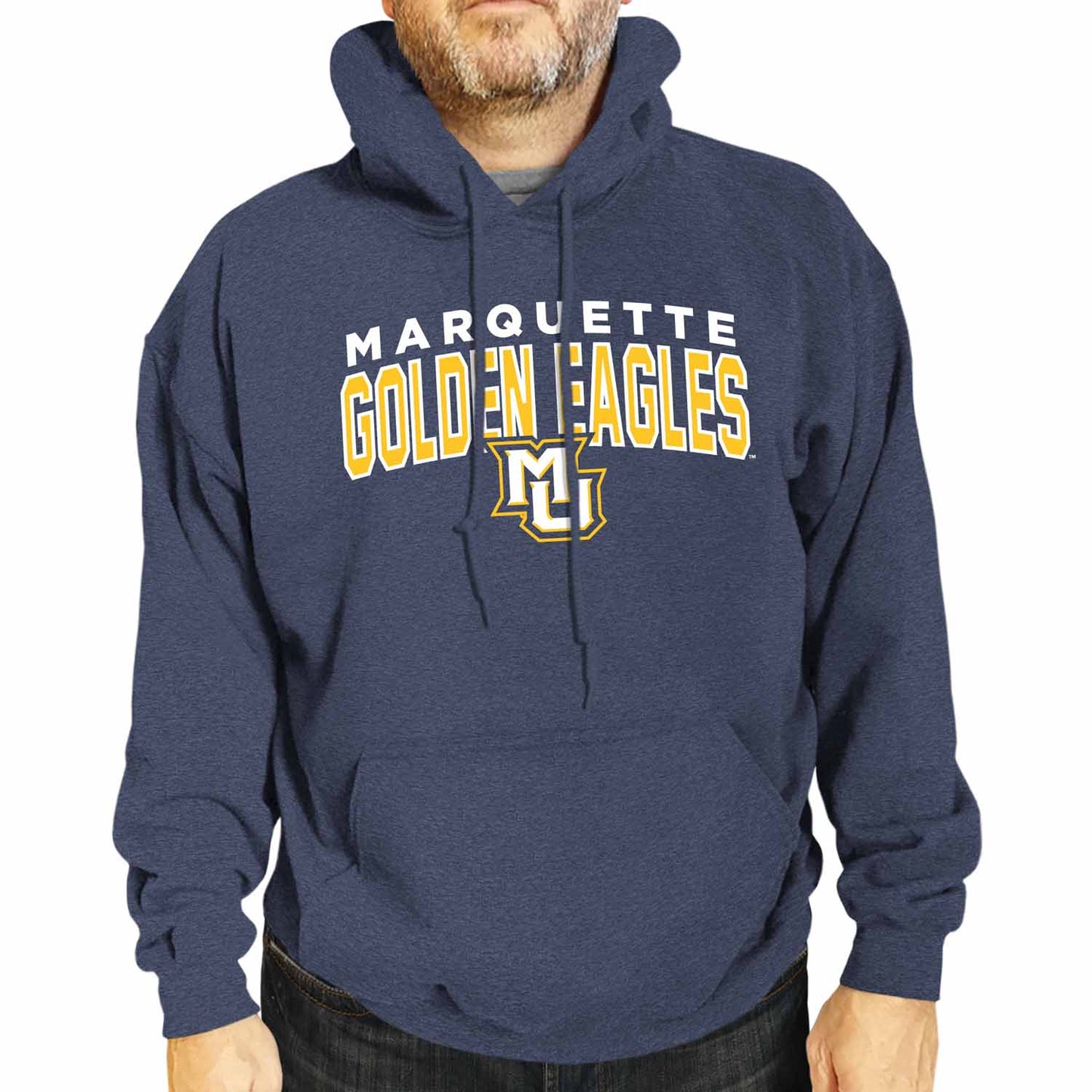 Marquette Golden Eagles NCAA Adult Unisex Starting Fresh Heathered Hooded Fleece Sweatshirt - Navy Heather