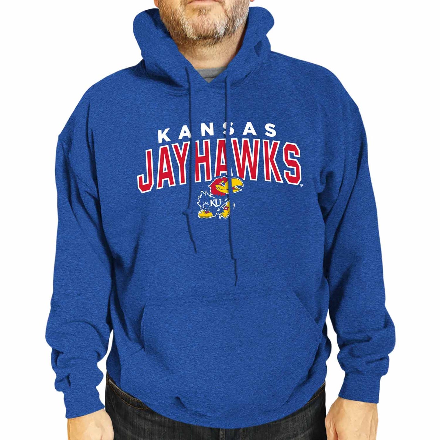 Kansas Jayhawks NCAA Adult Unisex Starting Fresh Heathered Hooded Fleece Sweatshirt - Royal Heather