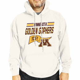 Minnesota Golden Gophers NCAA Adult Unisex Varsity Club Pennant Hooded Fleece Sweatshirt - Off White