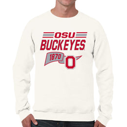 Ohio State Buckeyes NCAA Adult Unisex Varsity Club Pennant Crewneck Fleece Sweatshirt - Off White