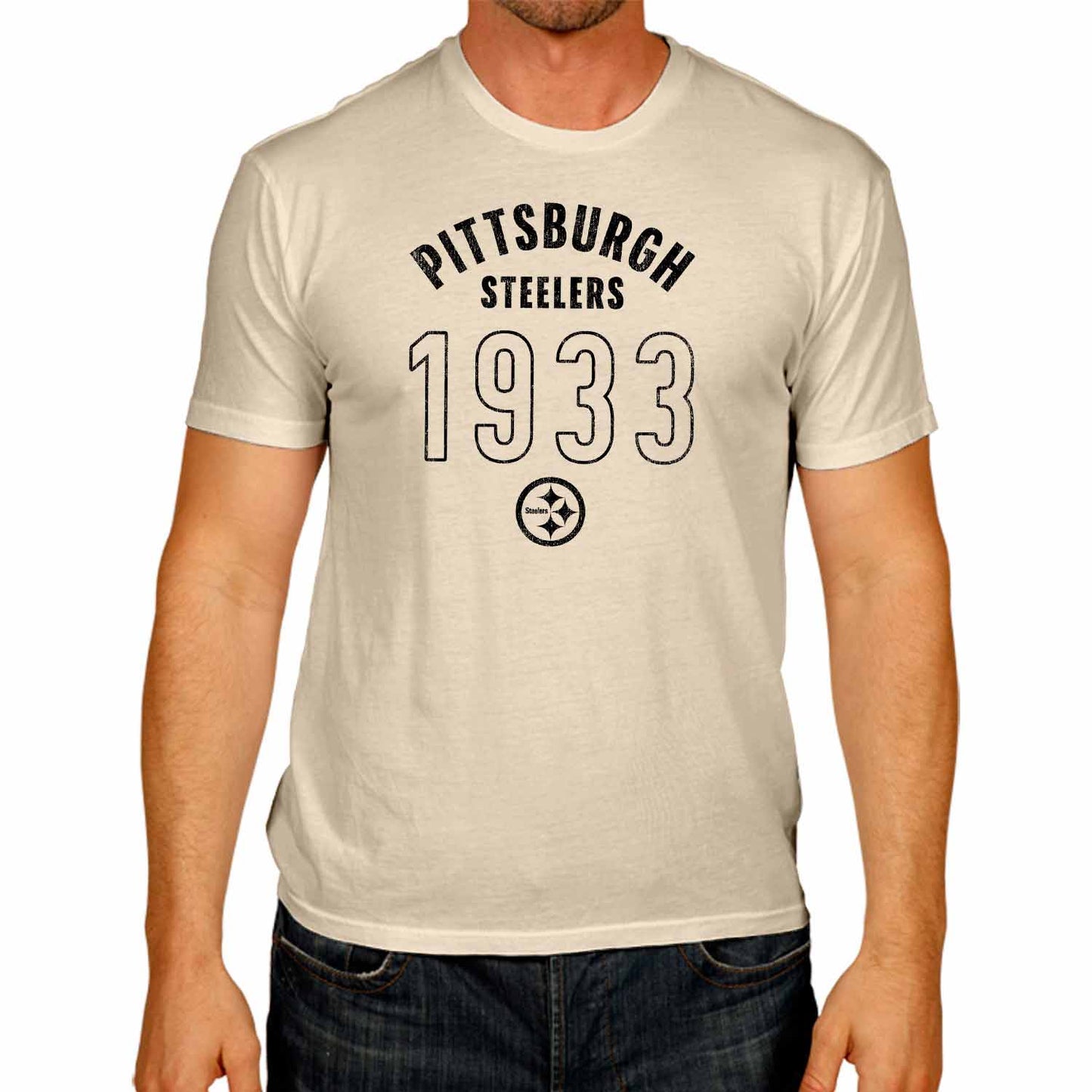 Pittsburgh Steelers NFL Adult Big Date Tag-Less T-Shirt - Natural