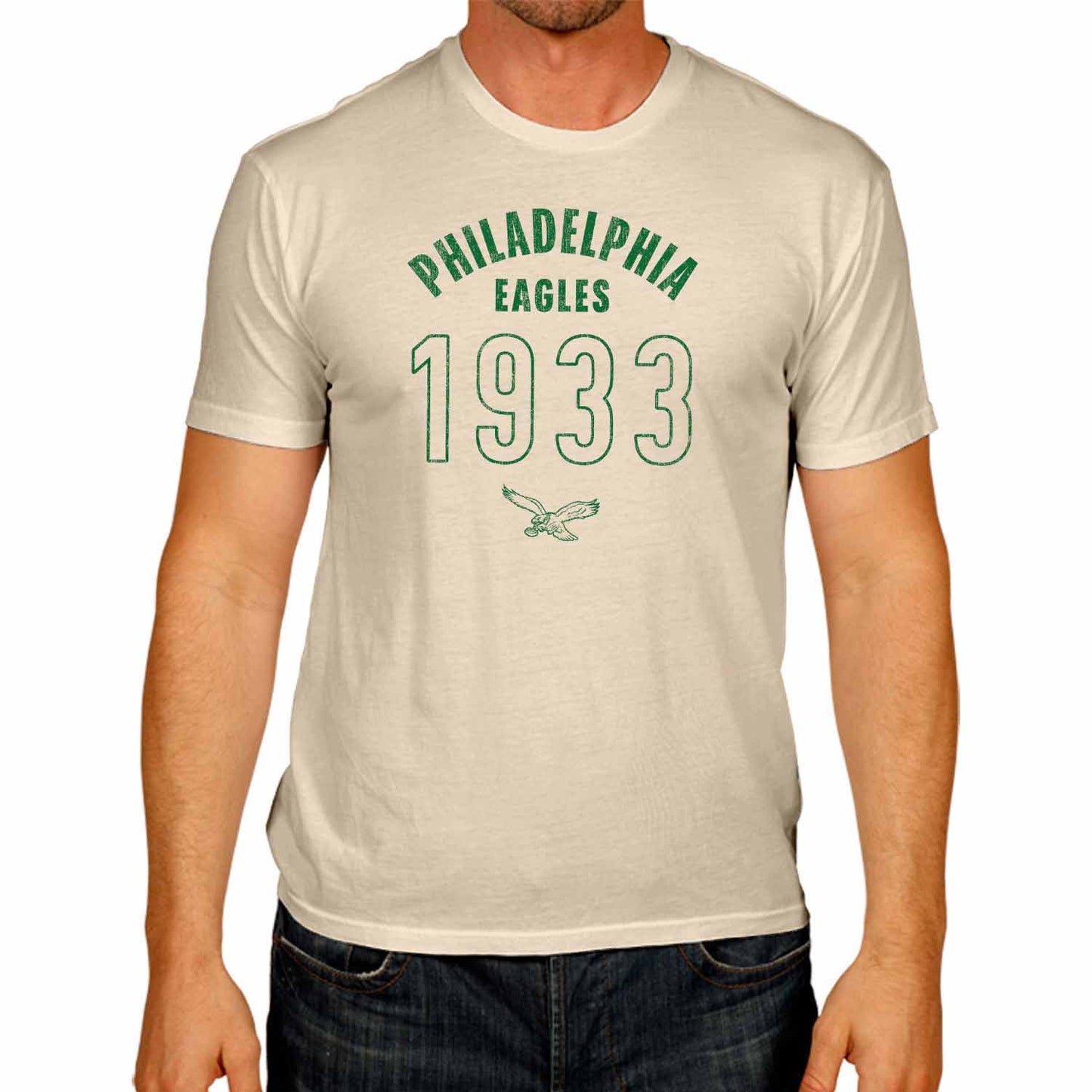Philadelphia Eagles NFL Adult Big Date Tag-Less T-Shirt - Natural