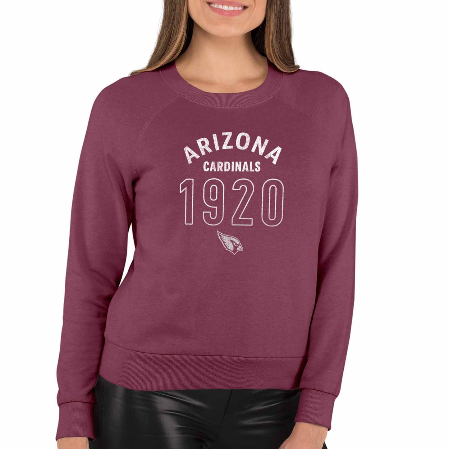 Arizona Cardinals NFL Womens Big Date French Terry Slouchy Top - Maroon Heather