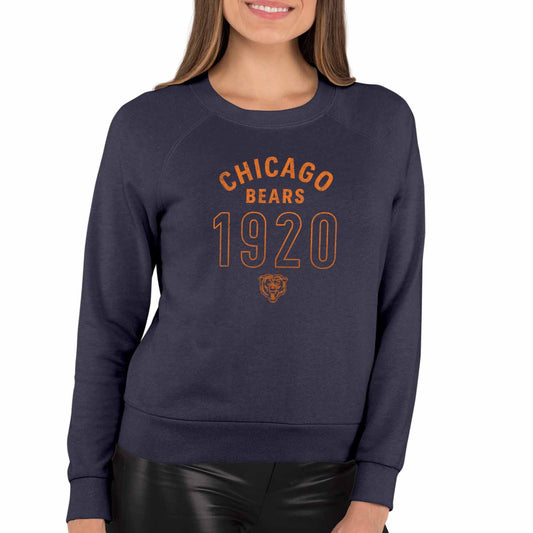 Chicago Bears NFL Womens Big Date French Terry Slouchy Top - Navy Heather