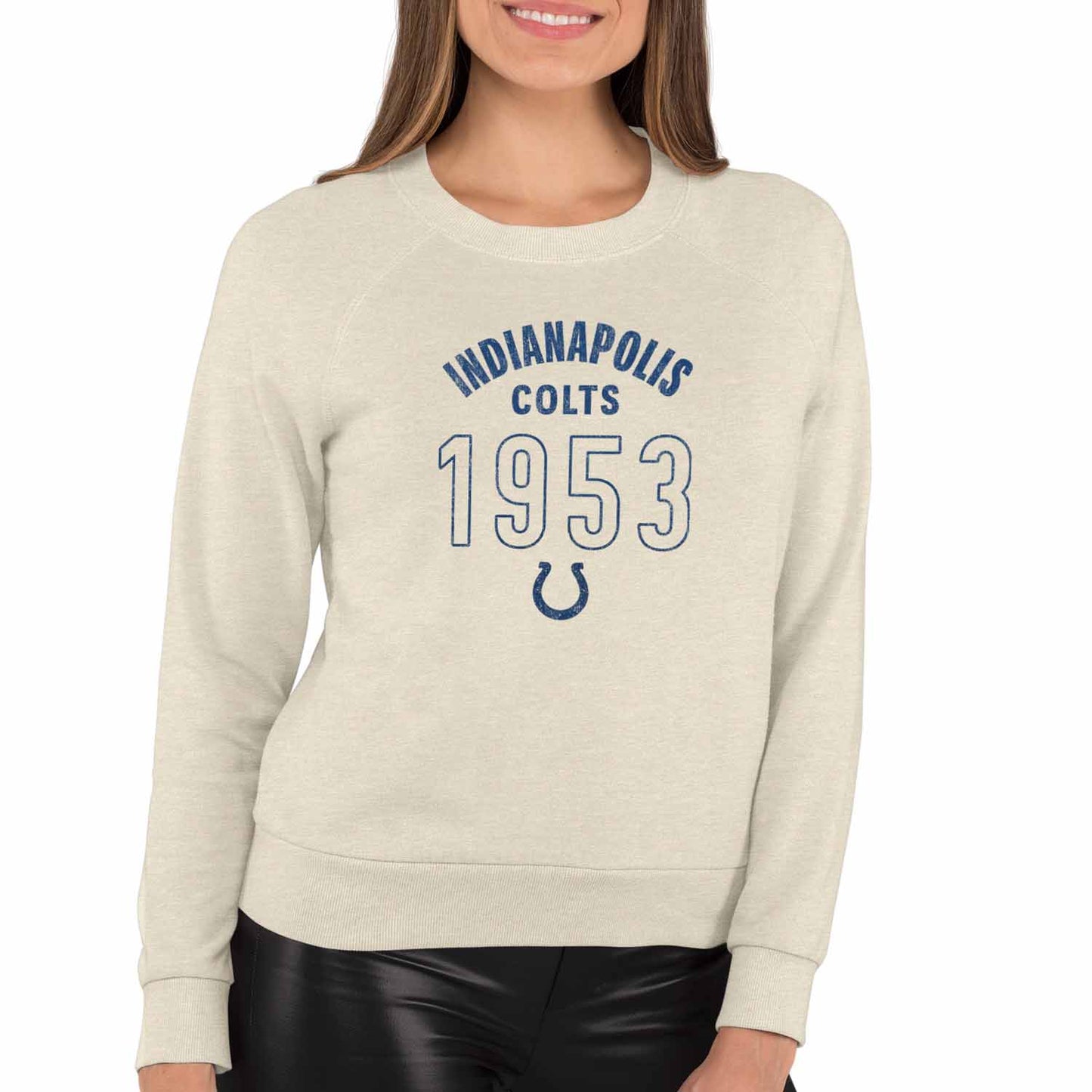 Indianapolis Colts NFL Womens Big Date French Terry Slouchy Top - Natural