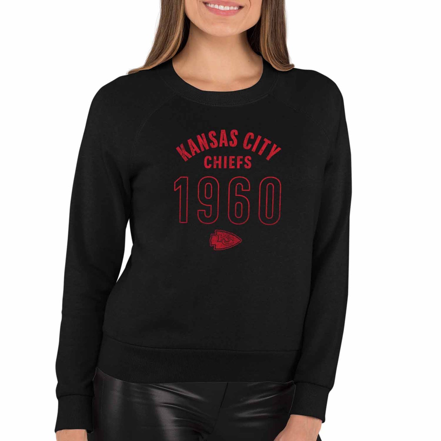 Kansas City Chiefs NFL Womens Big Date French Terry Slouchy Top - Black