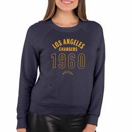 Los Angeles Chargers NFL Womens Big Date French Terry Slouchy Top - Navy Heather