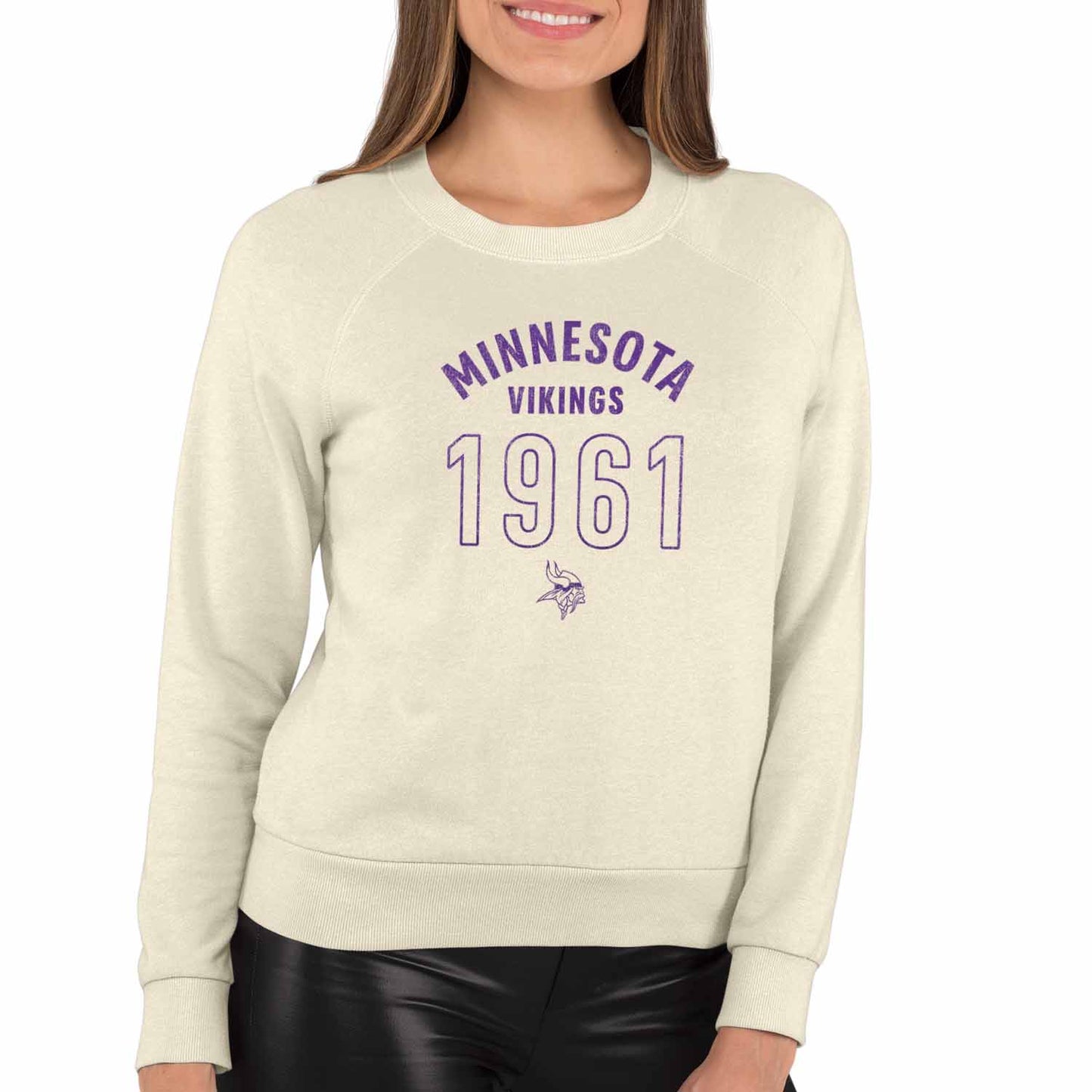 Minnesota Vikings NFL Womens Big Date French Terry Slouchy Top - Natural