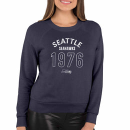 Seattle Seahawks NFL Womens Big Date French Terry Slouchy Top - Navy Heather