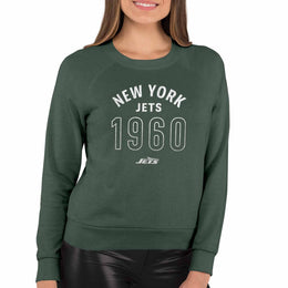 New York Jets NFL Womens Big Date French Terry Slouchy Top - Forest Green Heather