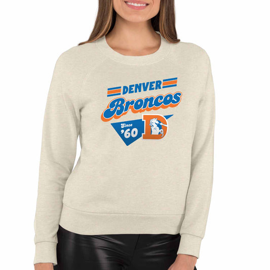 Denver Broncos NFL Womens Vintage Charm French Terry Slouchy Top - Birch