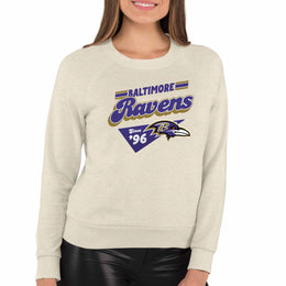 Baltimore Ravens NFL Womens Vintage Charm French Terry Slouchy Top - Birch