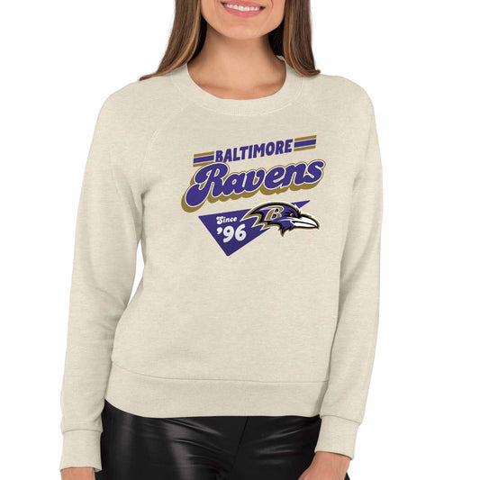 Baltimore Ravens NFL Womens Vintage Charm French Terry Slouchy Top - Birch