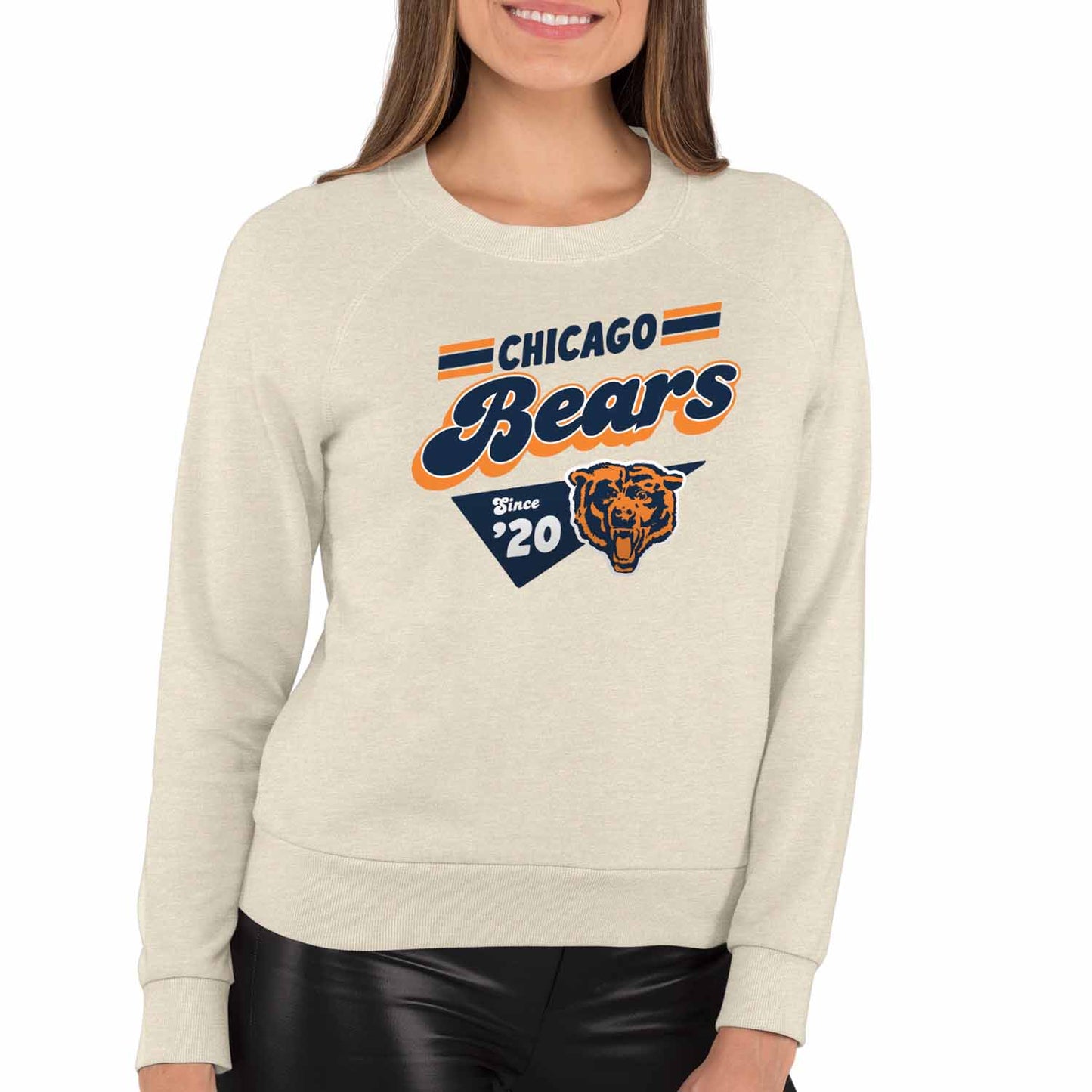 Chicago Bears NFL Womens Vintage Charm French Terry Slouchy Top - Birch