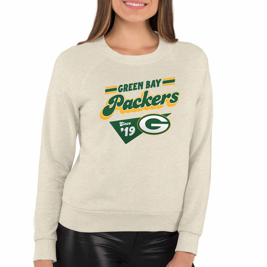 Green Bay Packers NFL Womens Vintage Charm French Terry Slouchy Top - Birch
