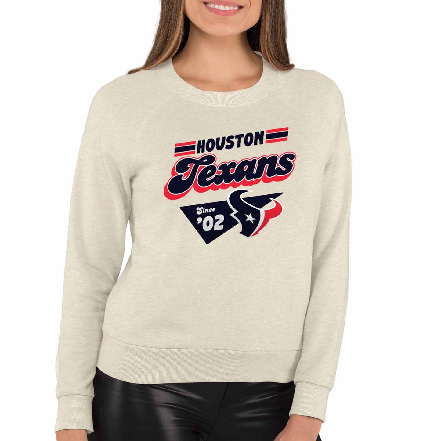 Houston Texans NFL Womens Vintage Charm French Terry Slouchy Top - Birch