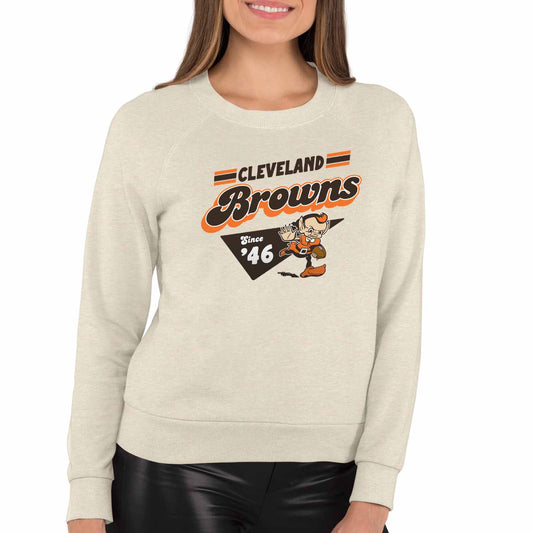 Cleveland Browns NFL Womens Vintage Charm French Terry Slouchy Top - Birch